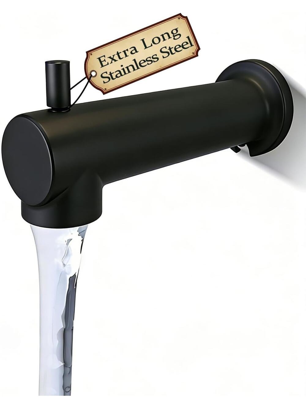 HAIMOSHIN 7 Inch Extra Long Tub Spout With Diverter, 304 Stainless Steel Slip On